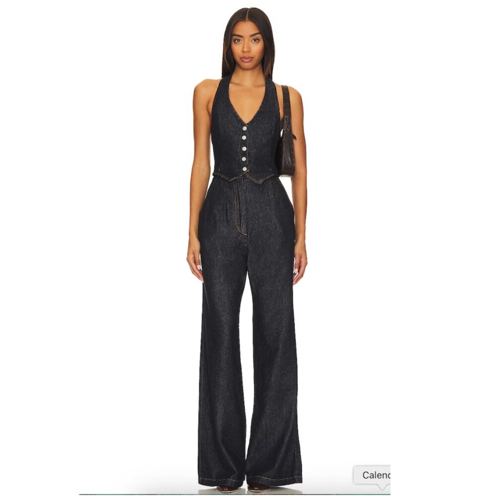 Amanda Uprichard X Revolve Isadore Denim Jumpsuit in Indigo